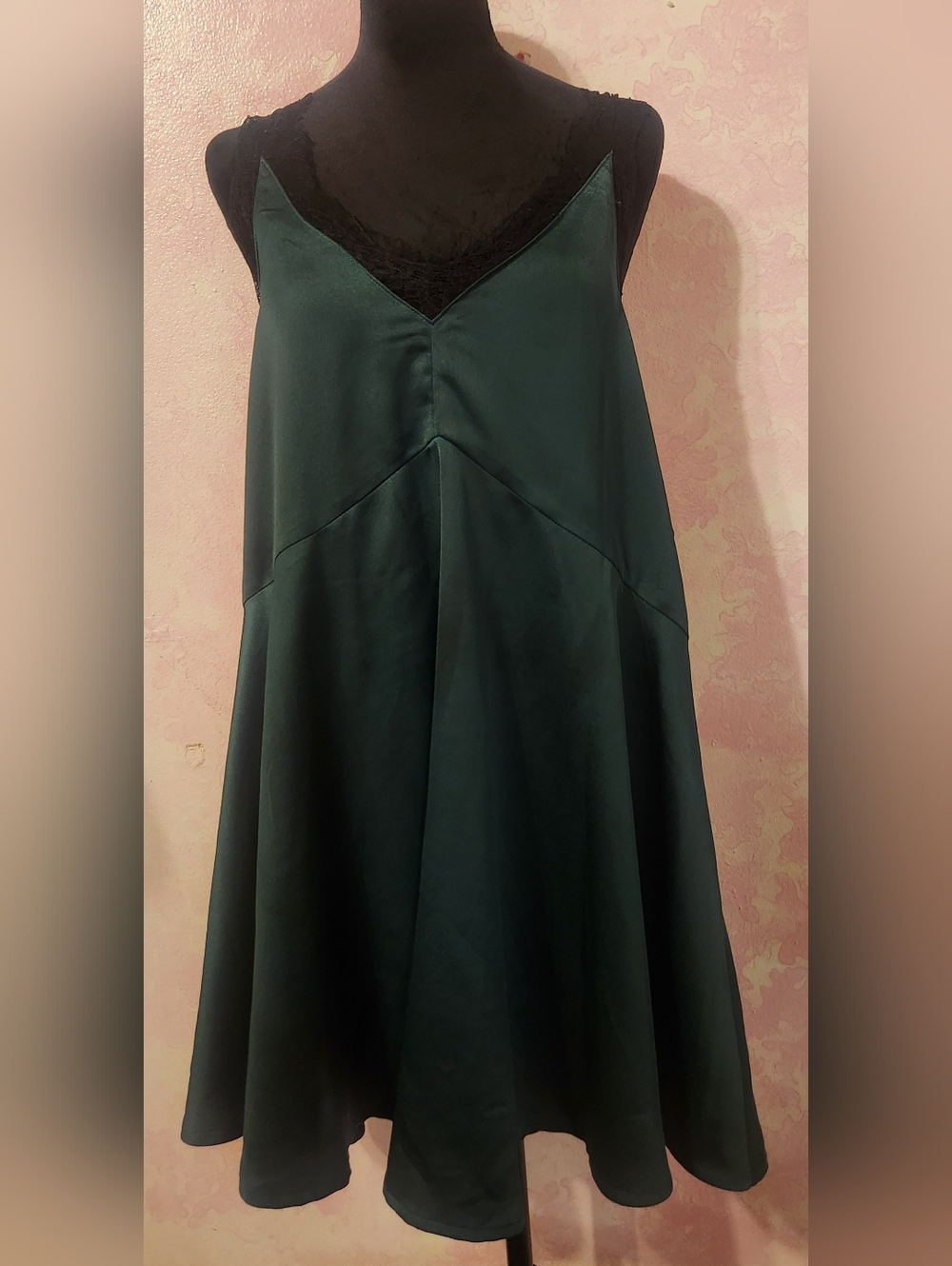 Lulu's Deep Green Satin A-Line Skirt